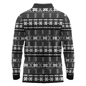 Pano De Terra Motifs Cabo Verde Long Sleeve Polo Shirt Black Color