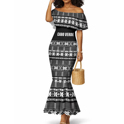 Pano De Terra Motifs Cabo Verde Mermaid Dress Black Color