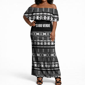 Pano De Terra Motifs Cabo Verde Off Shoulder Maxi Dress Black Color