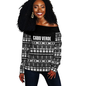 Pano De Terra Motifs Cabo Verde Off Shoulder Sweater Black Color