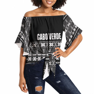 Pano De Terra Motifs Cabo Verde Off Shoulder Wrap Waist Top Black Color