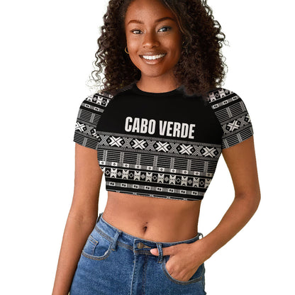 Pano De Terra Motifs Cabo Verde Raglan Cropped T shirt Black Color