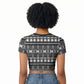 Pano De Terra Motifs Cabo Verde Raglan Cropped T shirt Black Color