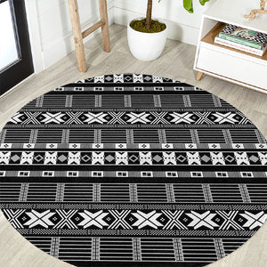 Pano De Terra Motifs Cabo Verde Round Carpet Black Color