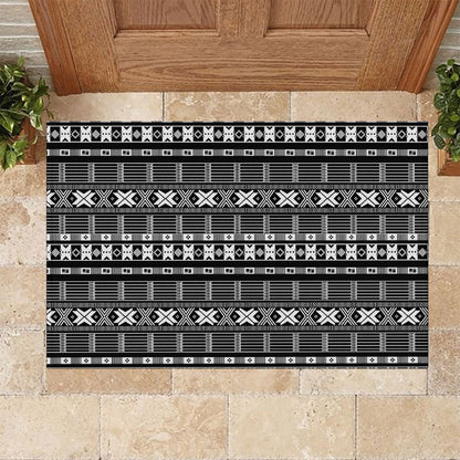 Pano De Terra Motifs Cabo Verde Rubber Doormat Black Color