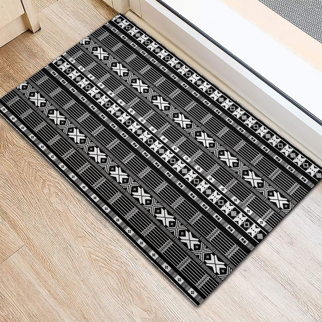 Pano De Terra Motifs Cabo Verde Rubber Doormat Black Color