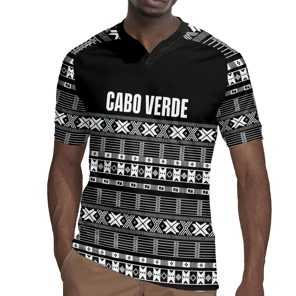 Pano De Terra Motifs Cabo Verde Rugby Jersey Black Color