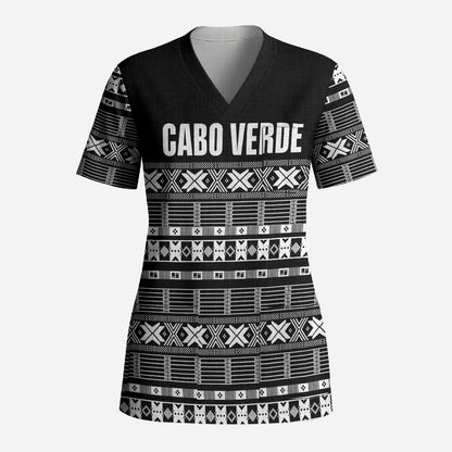 Pano De Terra Motifs Cabo Verde Scrub Top Black Color