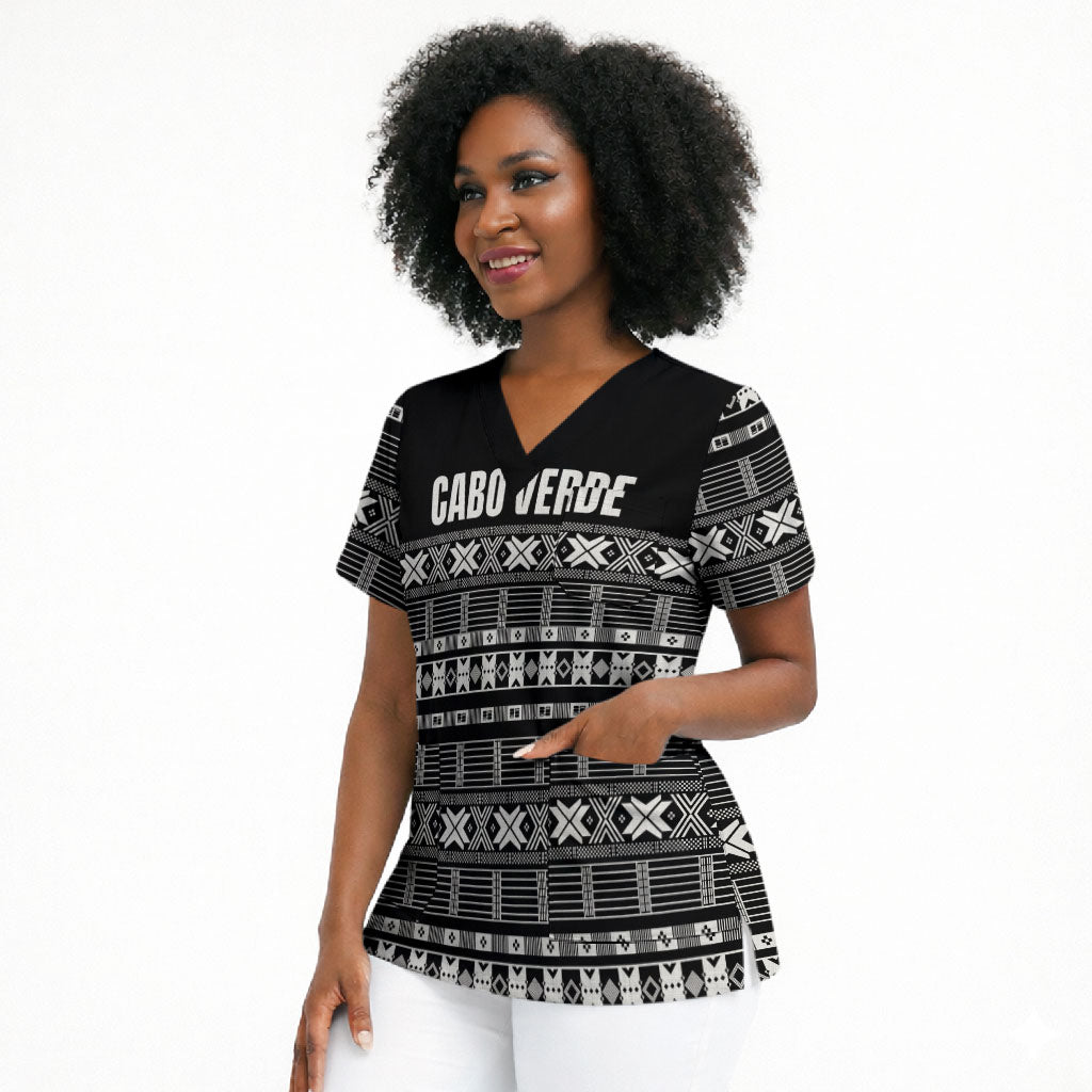 Pano De Terra Motifs Cabo Verde Scrub Top Black Color