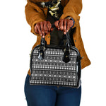 Pano De Terra Motifs Cabo Verde Shoulder Handbag Black Color