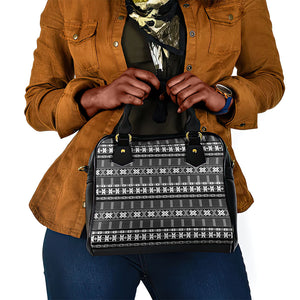 Pano De Terra Motifs Cabo Verde Shoulder Handbag Black Color