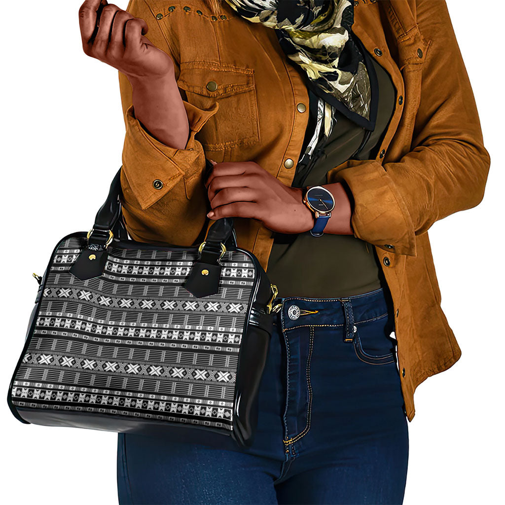 Pano De Terra Motifs Cabo Verde Shoulder Handbag Black Color