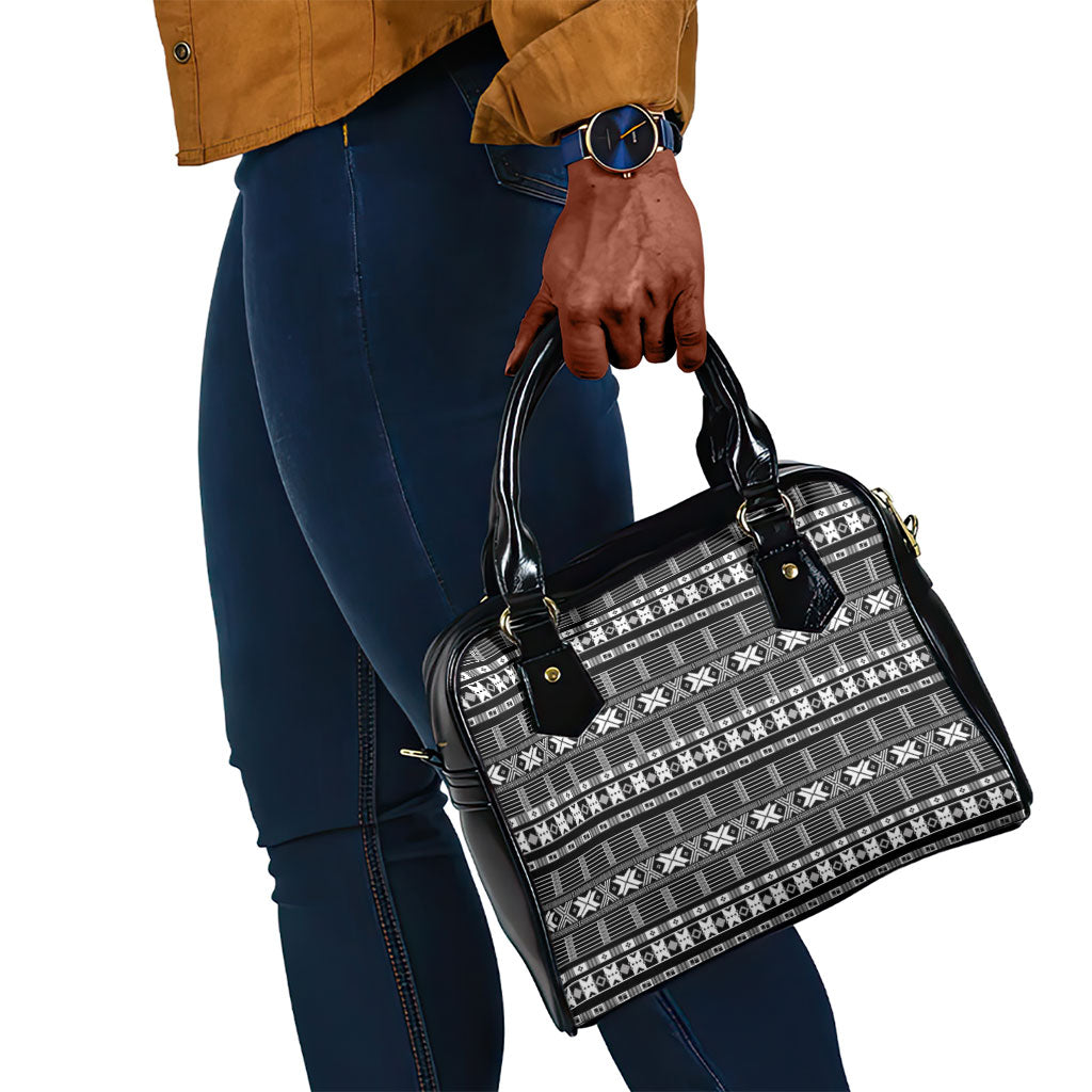 Pano De Terra Motifs Cabo Verde Shoulder Handbag Black Color