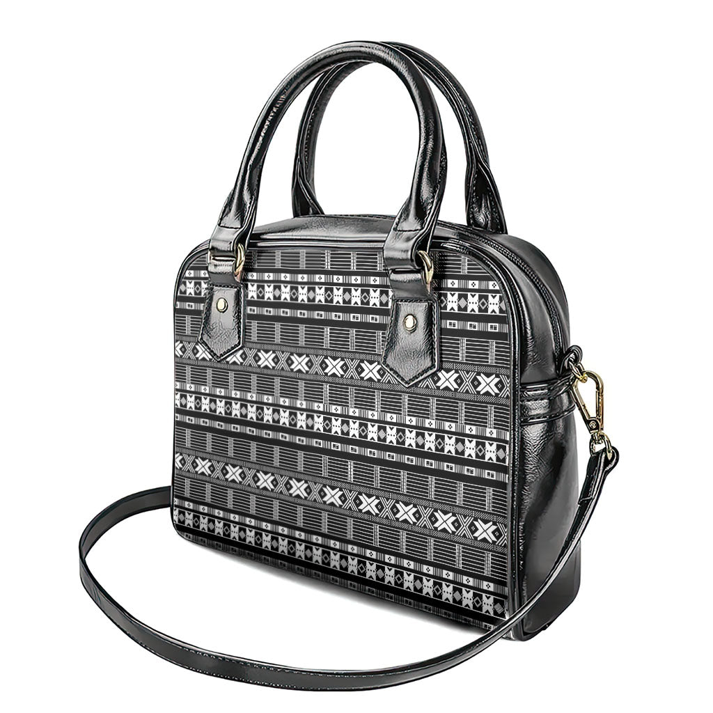 Pano De Terra Motifs Cabo Verde Shoulder Handbag Black Color