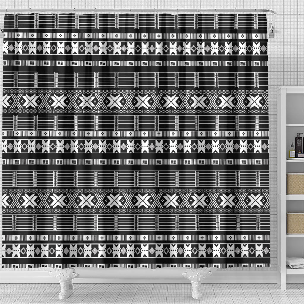 Pano De Terra Motifs Cabo Verde Shower Curtain Black Color