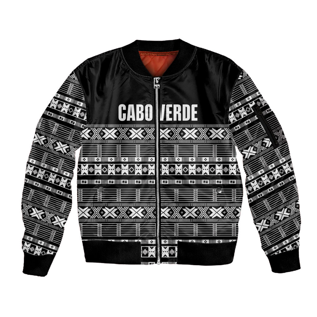 Pano De Terra Motifs Cabo Verde Sleeve Zip Bomber Jacket Black Color