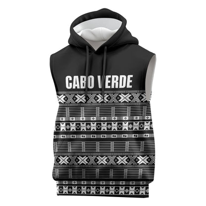 Pano De Terra Motifs Cabo Verde Sleeveless Hoodie Black Color