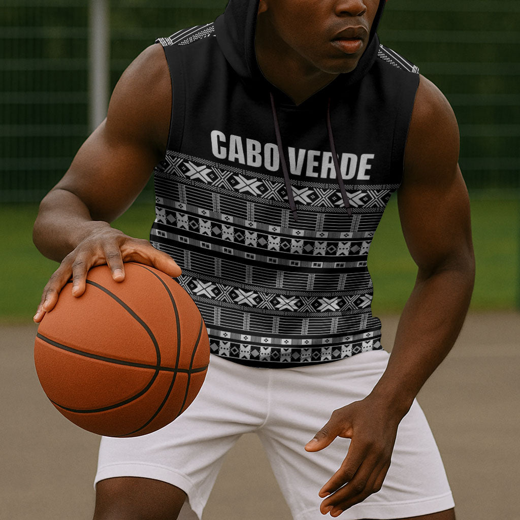 Pano De Terra Motifs Cabo Verde Sleeveless Hoodie Black Color