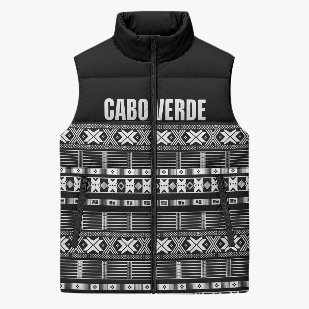 Pano De Terra Motifs Cabo Verde Sleeveless Puffer Jacket Black Color