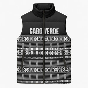 Pano De Terra Motifs Cabo Verde Sleeveless Puffer Jacket Black Color