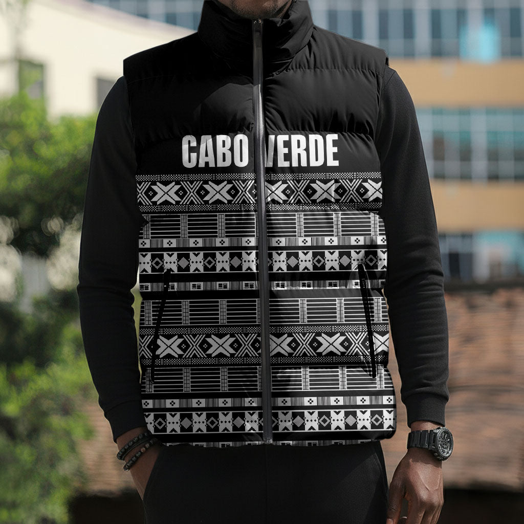 Pano De Terra Motifs Cabo Verde Sleeveless Puffer Jacket Black Color