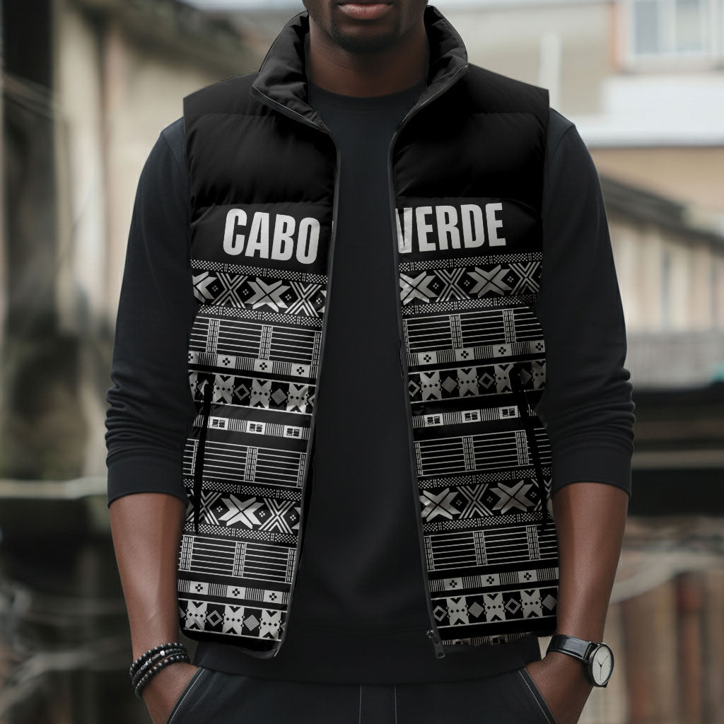 Pano De Terra Motifs Cabo Verde Sleeveless Puffer Jacket Black Color