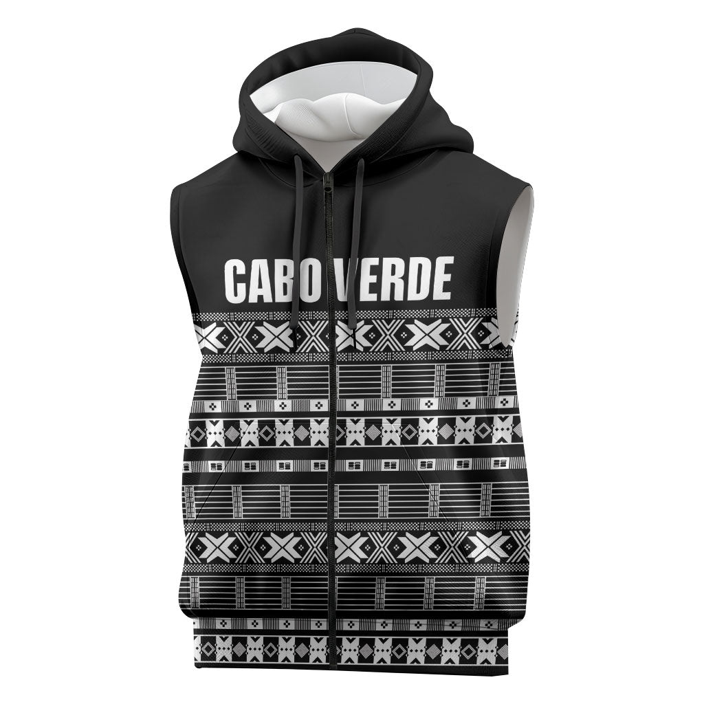 Pano De Terra Motifs Cabo Verde Sleeveless Zip Hoodie Black Color