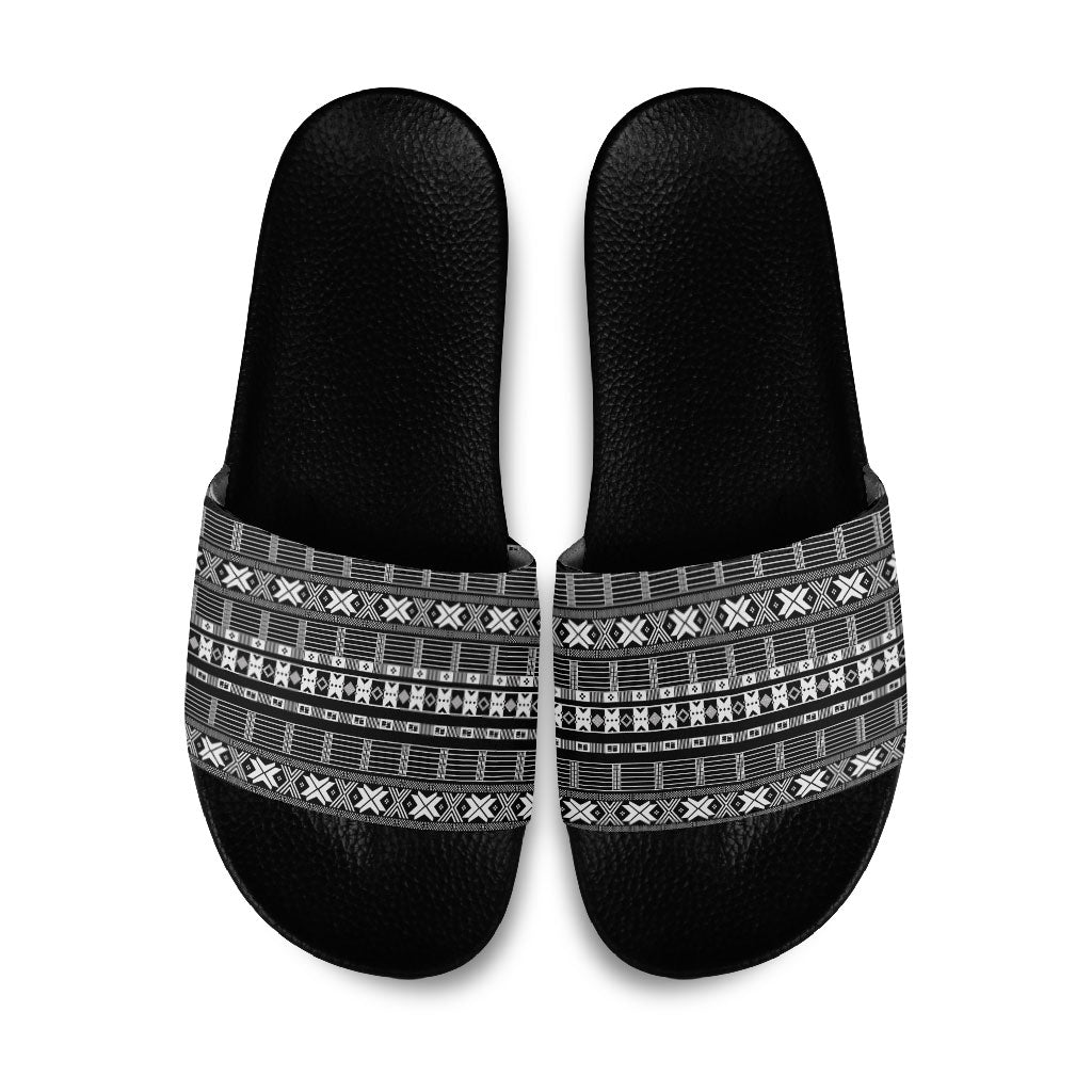 Pano De Terra Motifs Cabo Verde Slide Sandals Black Color