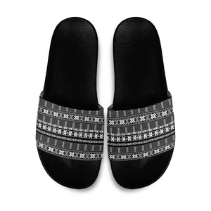 Pano De Terra Motifs Cabo Verde Slide Sandals Black Color