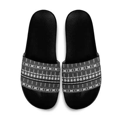 Pano De Terra Motifs Cabo Verde Slide Sandals Black Color