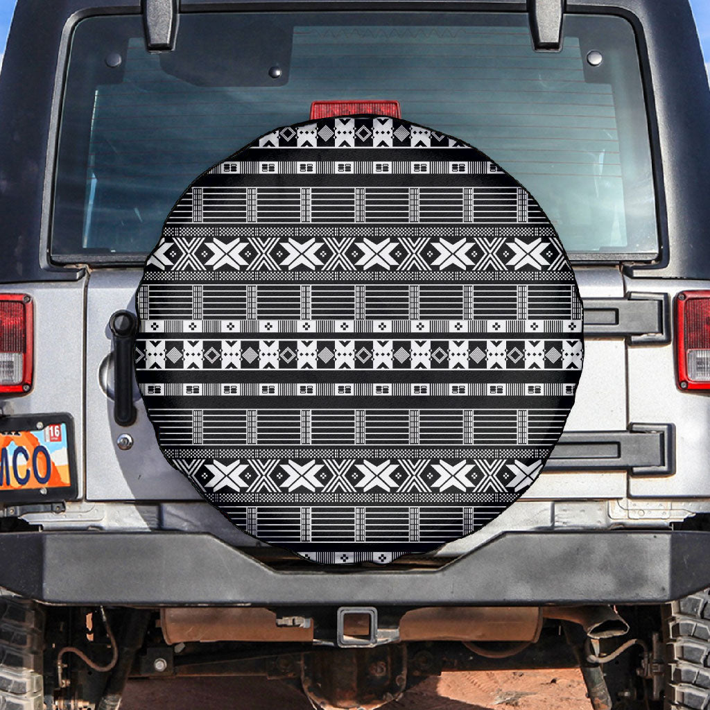 Pano De Terra Motifs Cabo Verde Spare Tire Cover Black Color