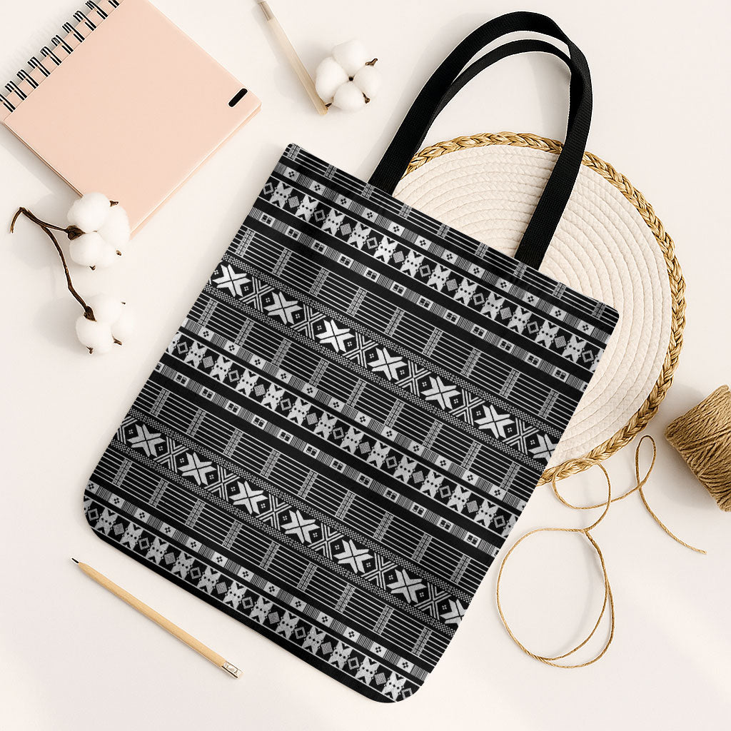 Pano De Terra Motifs Cabo Verde Tote Bag Black Color