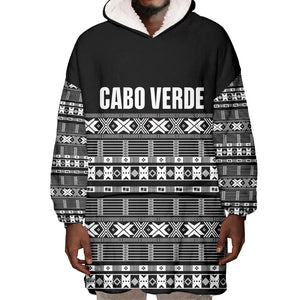 Pano De Terra Motifs Cabo Verde Wearable Blanket Hoodie Black Color