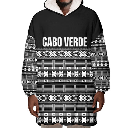 Pano De Terra Motifs Cabo Verde Wearable Blanket Hoodie Black Color