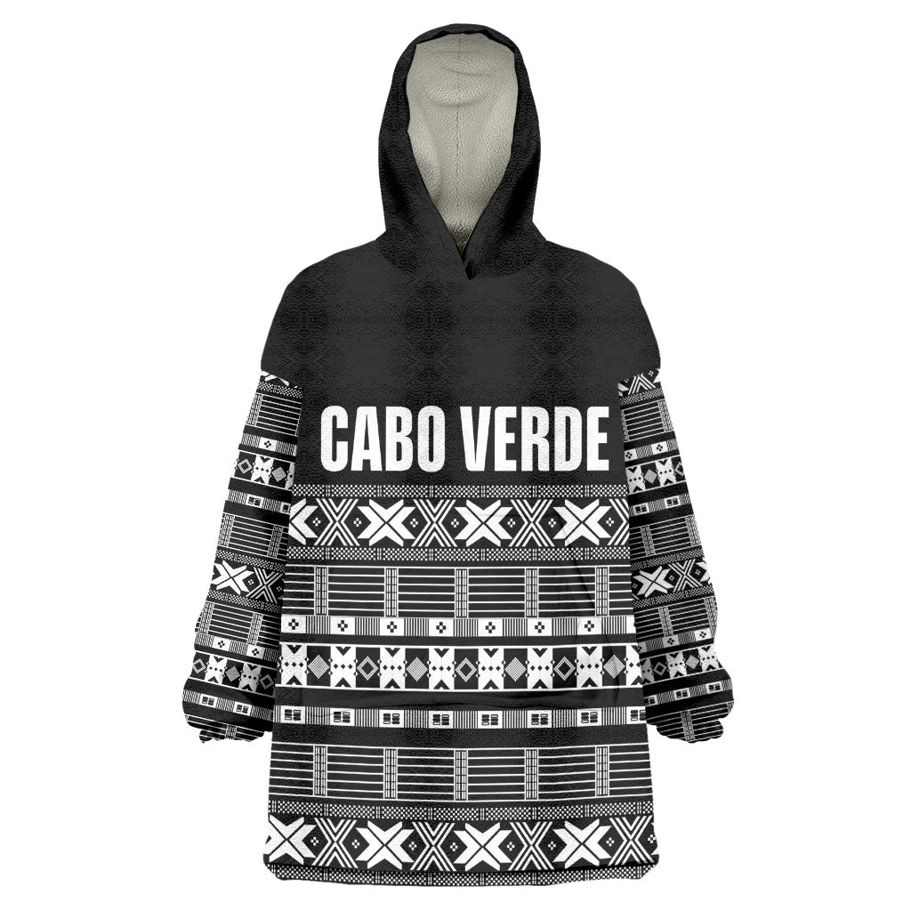 Pano De Terra Motifs Cabo Verde Wearable Blanket Hoodie Black Color