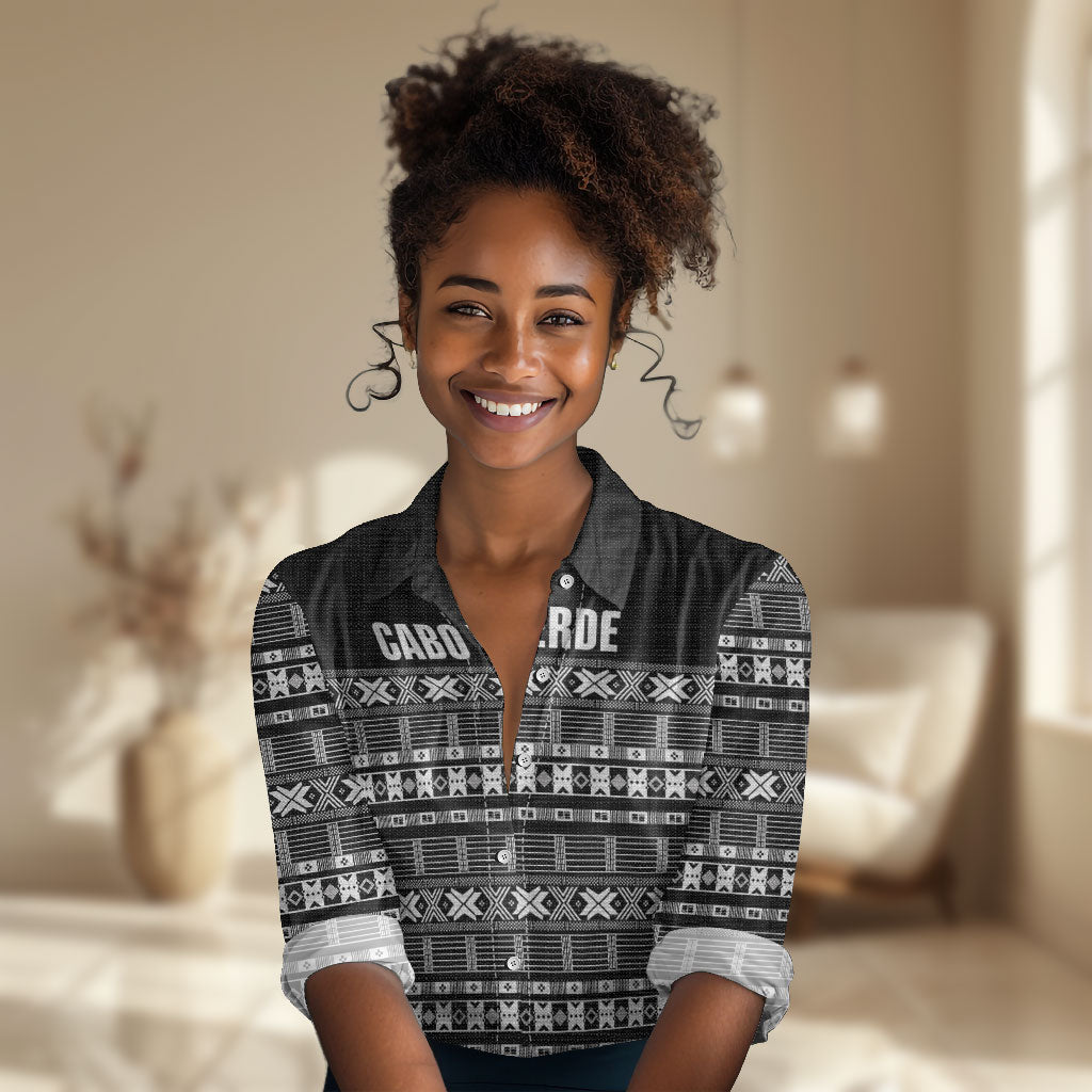 Pano De Terra Motifs Cabo Verde Women Casual Shirt Black Color