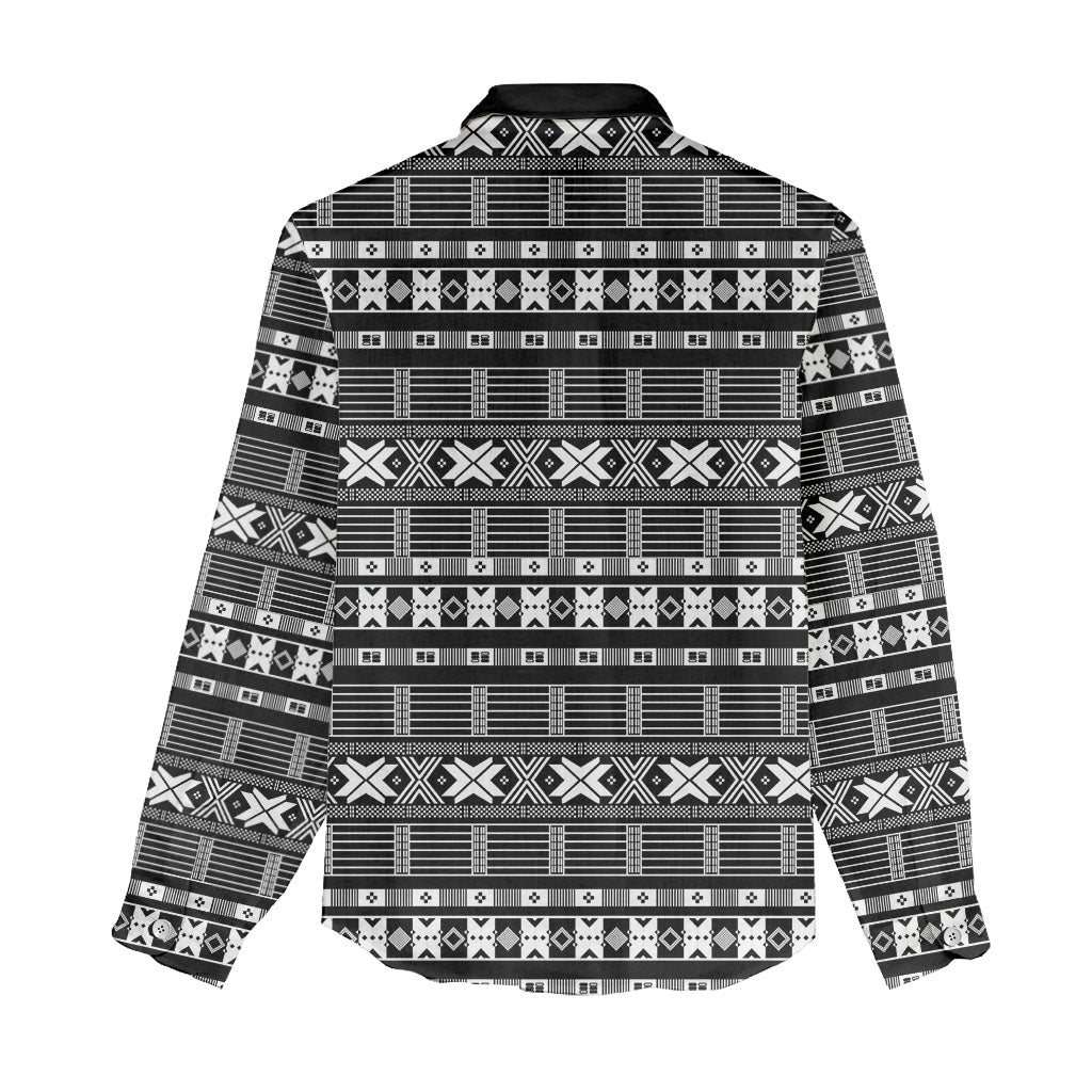 Pano De Terra Motifs Cabo Verde Women Casual Shirt Black Color