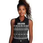 Pano De Terra Motifs Cabo Verde Women Sleeveless Polo Shirt Black Color