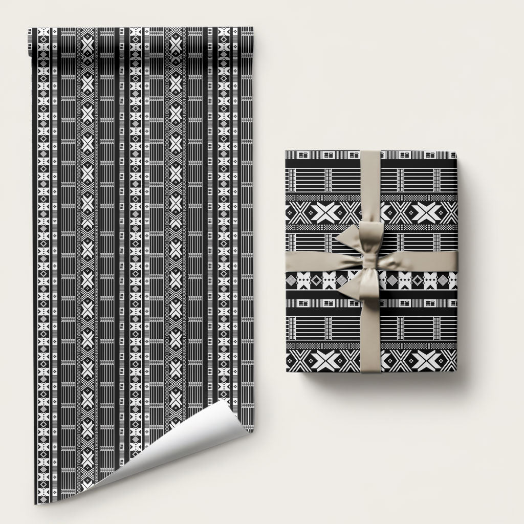 Pano De Terra Motifs Cabo Verde Wrapping Paper Black Color