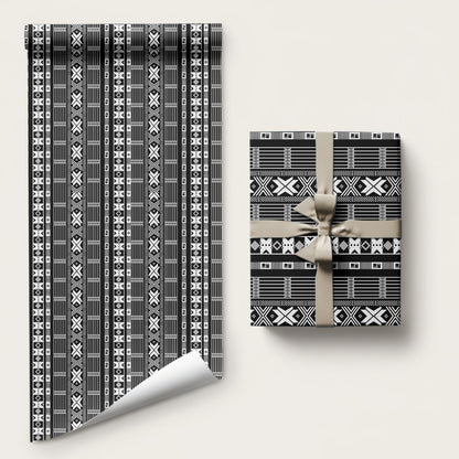 Pano De Terra Motifs Cabo Verde Wrapping Paper Black Color