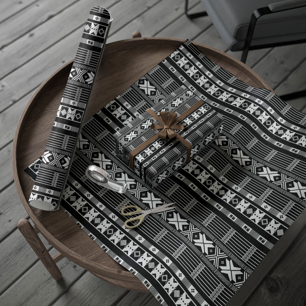 Pano De Terra Motifs Cabo Verde Wrapping Paper Black Color