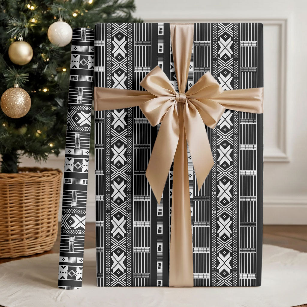 Pano De Terra Motifs Cabo Verde Wrapping Paper Black Color