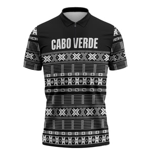 Pano De Terra Motifs Cabo Verde Zipper Polo Shirt Black Color