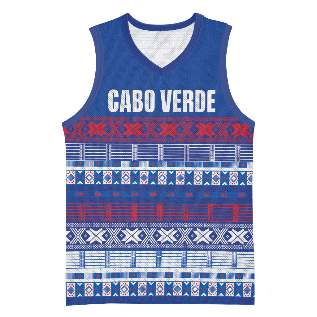 Pano De Terra Motifs Cabo Verde Basketball Jersey Flag Color