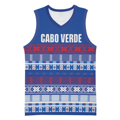 Pano De Terra Motifs Cabo Verde Basketball Jersey Flag Color