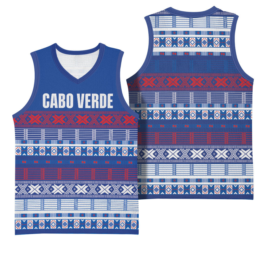 Pano De Terra Motifs Cabo Verde Basketball Jersey Flag Color