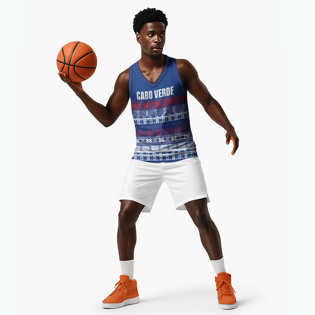 Pano De Terra Motifs Cabo Verde Basketball Jersey Flag Color