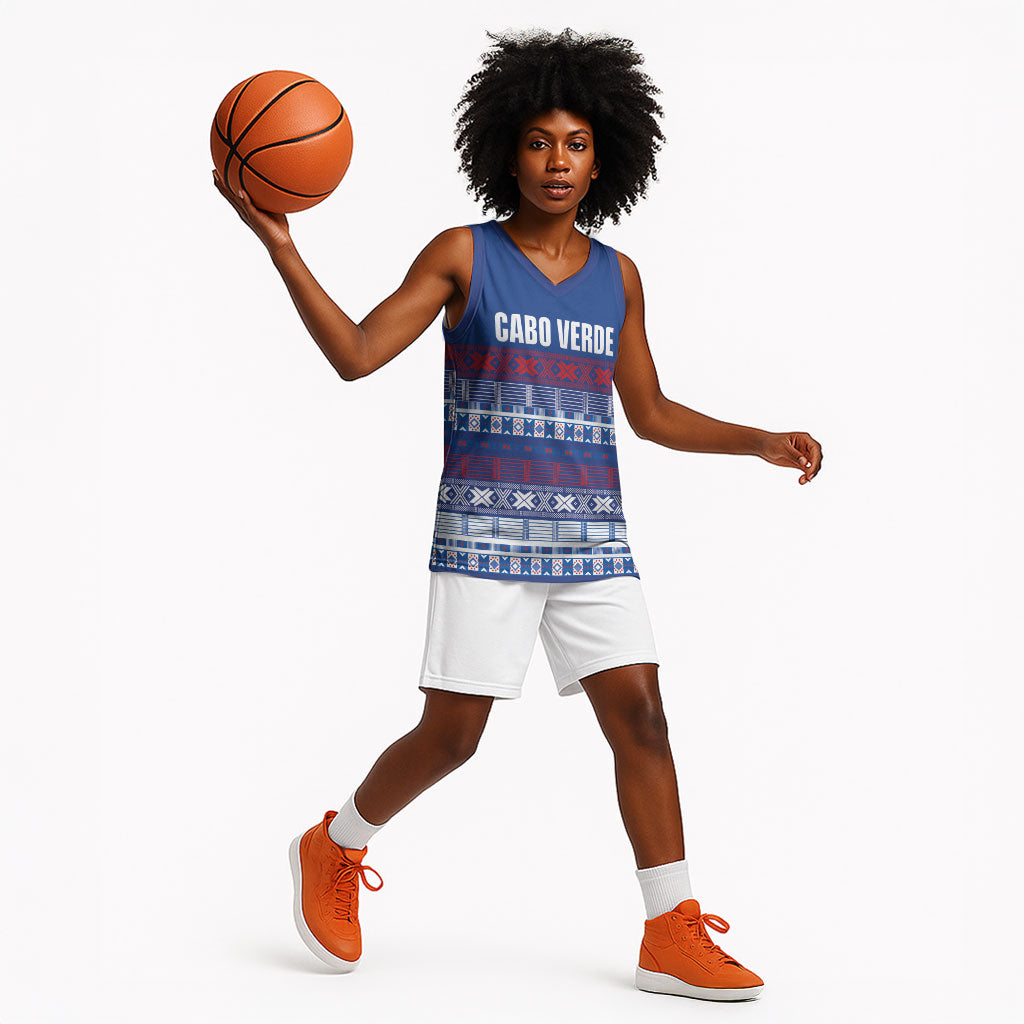 Pano De Terra Motifs Cabo Verde Basketball Jersey Flag Color