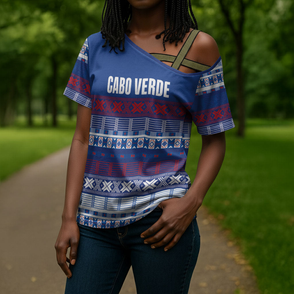 Pano De Terra Motifs Cabo Verde Cross Shoulder Shirt Flag Color