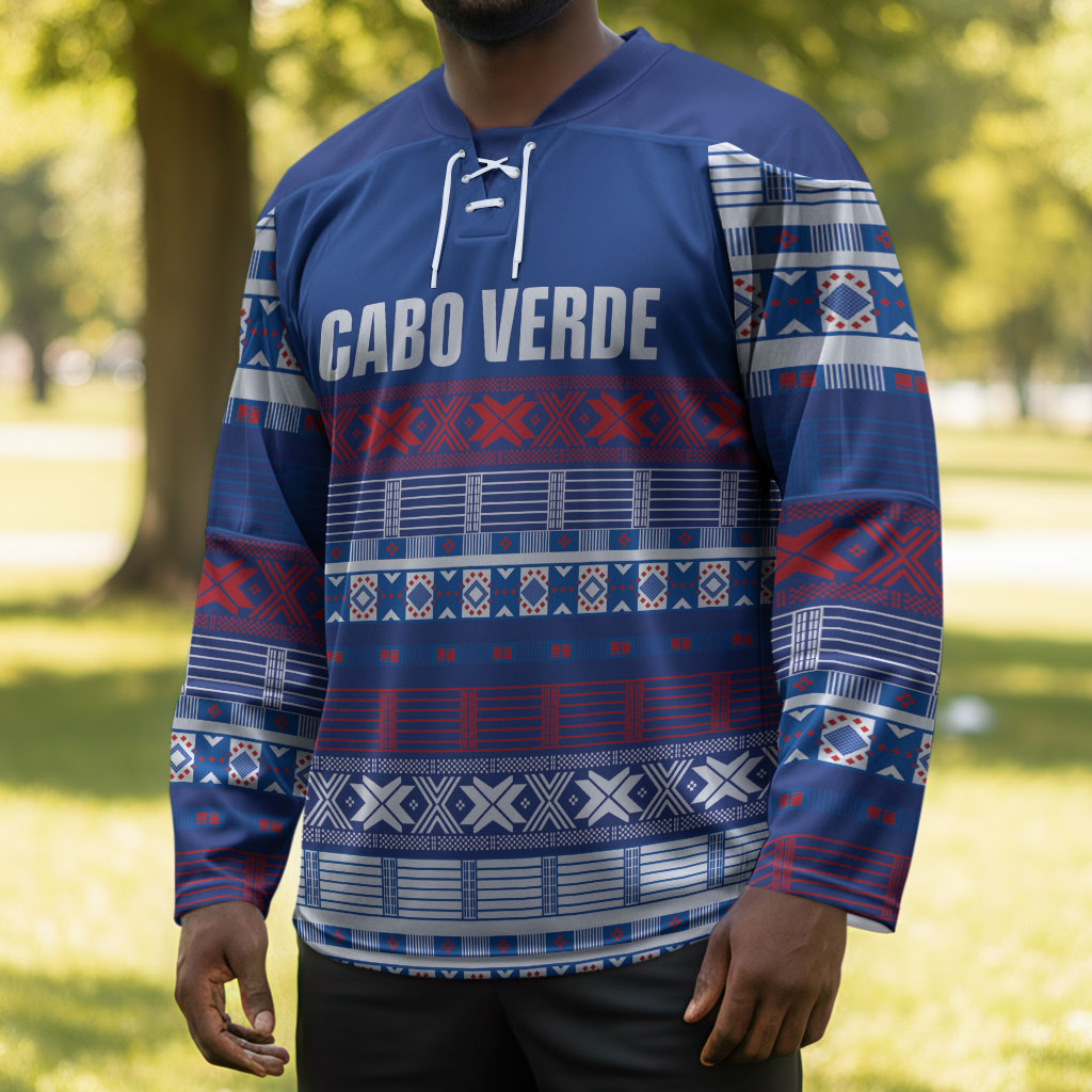 Pano De Terra Motifs Cabo Verde Hockey Jersey Flag Color